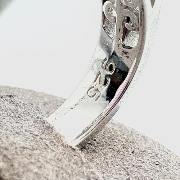 VTG Sterling Silver 925 Cubic Zirconia Prong Set Scroll Band Ring Size 7 - Picture 6 of 10